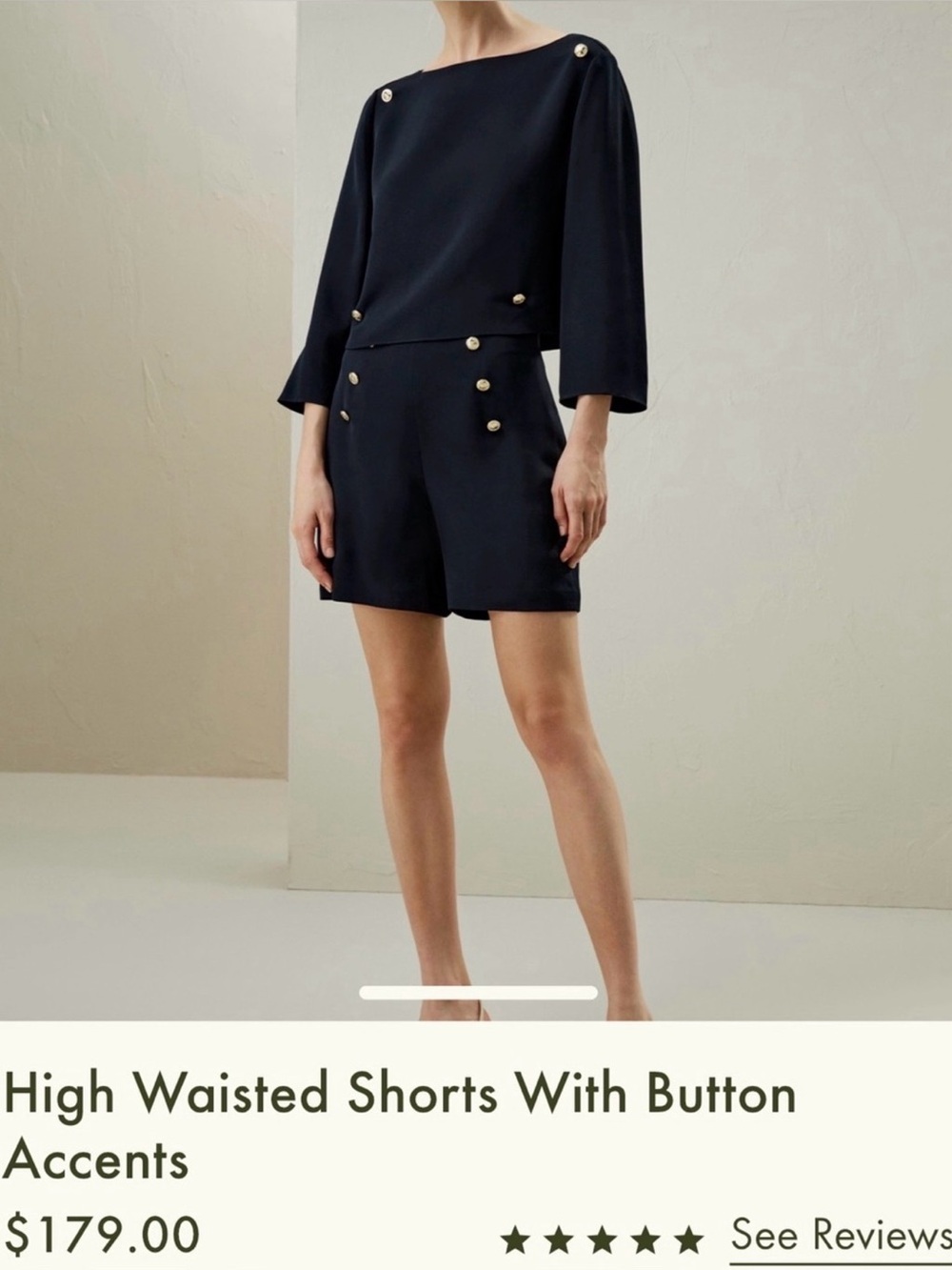 LILYSILK Mulberry Silk Sailor High-Rise Shorts Navy Size 6 - Picture 6 of 8